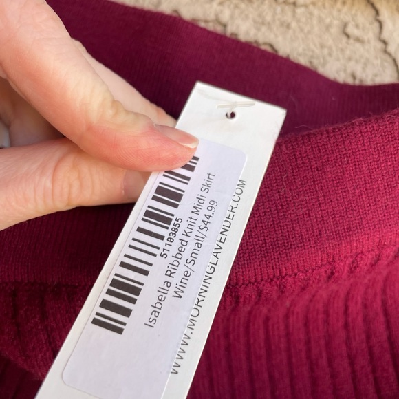 MORNING LAVENDER She + Sky Isabella Ribbed Knit Burgundy Sweater Midi Skirt - Picture 9 of 9